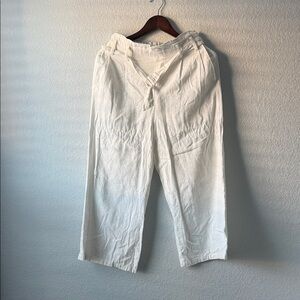 Love Tree White Elastic Waist Pants with belt